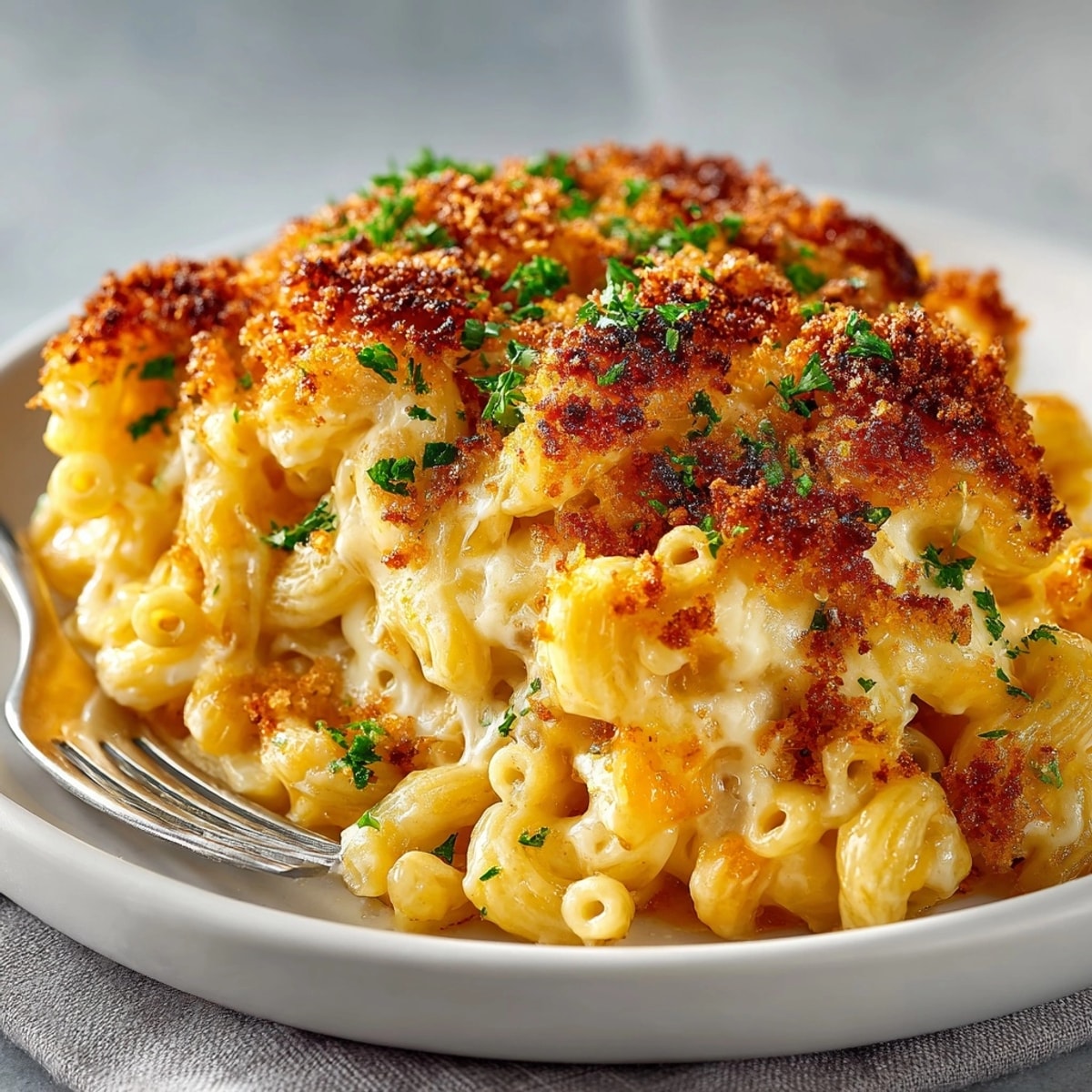 Indulge in creamy, homemade Baked Macaroni and Cheese, a classic comfort food casserole, ready to serve.
