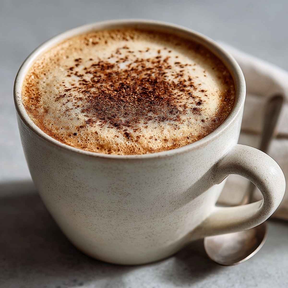 Low-Cost Spiced Chai Latte in a steaming mug with frothy milk on top.