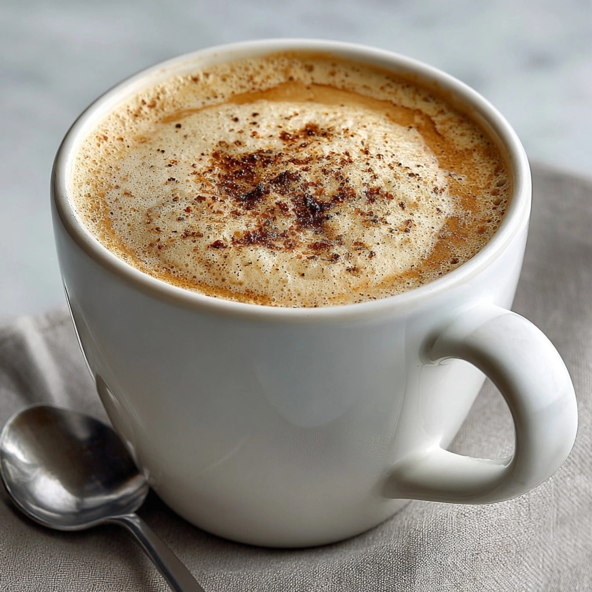 Aromatic and creamy Low-Cost Spiced Chai Latte served warm, sprinkled with cinnamon.