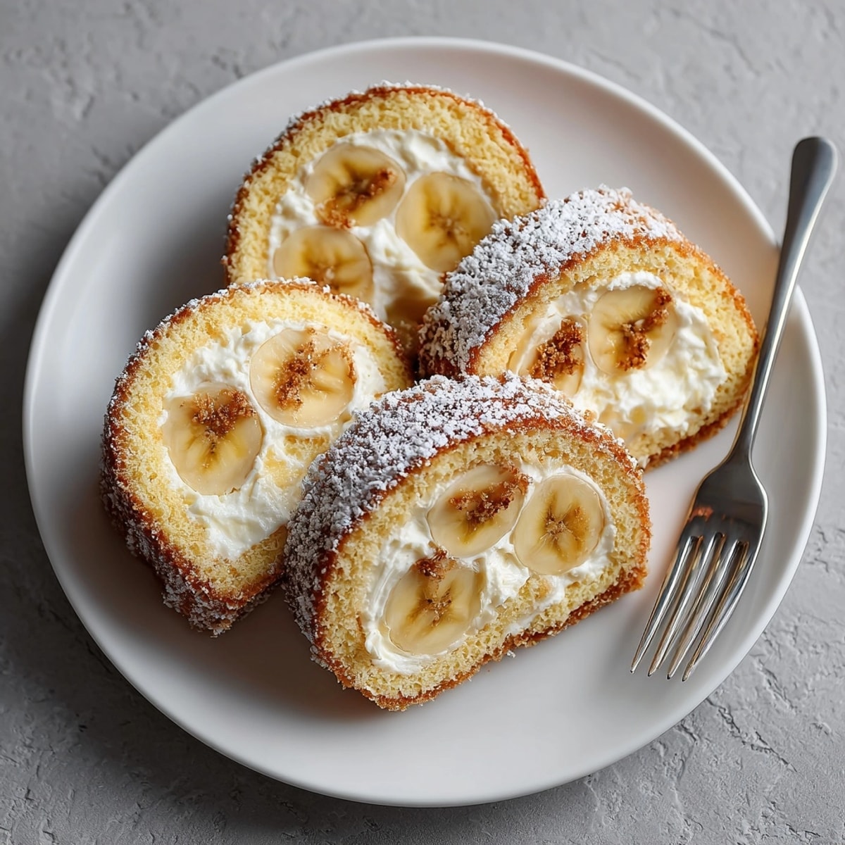 Imagine a moist, sweet Banana Cream Cheesecake Roll; a perfect dessert for sharing.