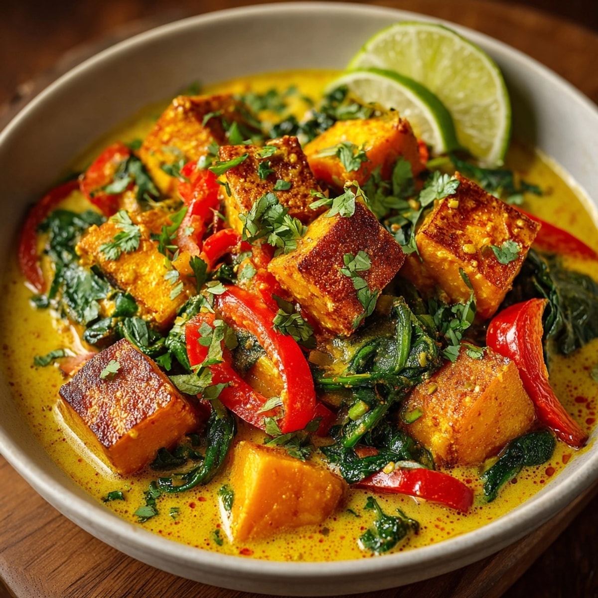 Vibrant and flavorful Vegan Pumpkin Curry with coconut milk, a hearty autumn stew.