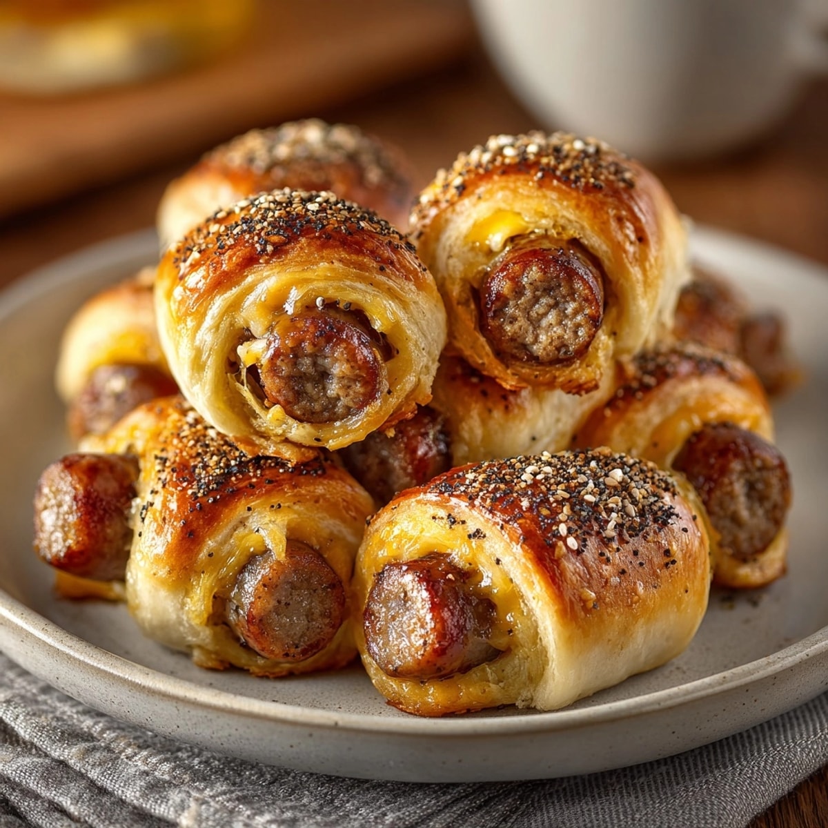 Homemade Everything Bagel Pigs in a Blanket offer a salty, delicious party snack, warm.
