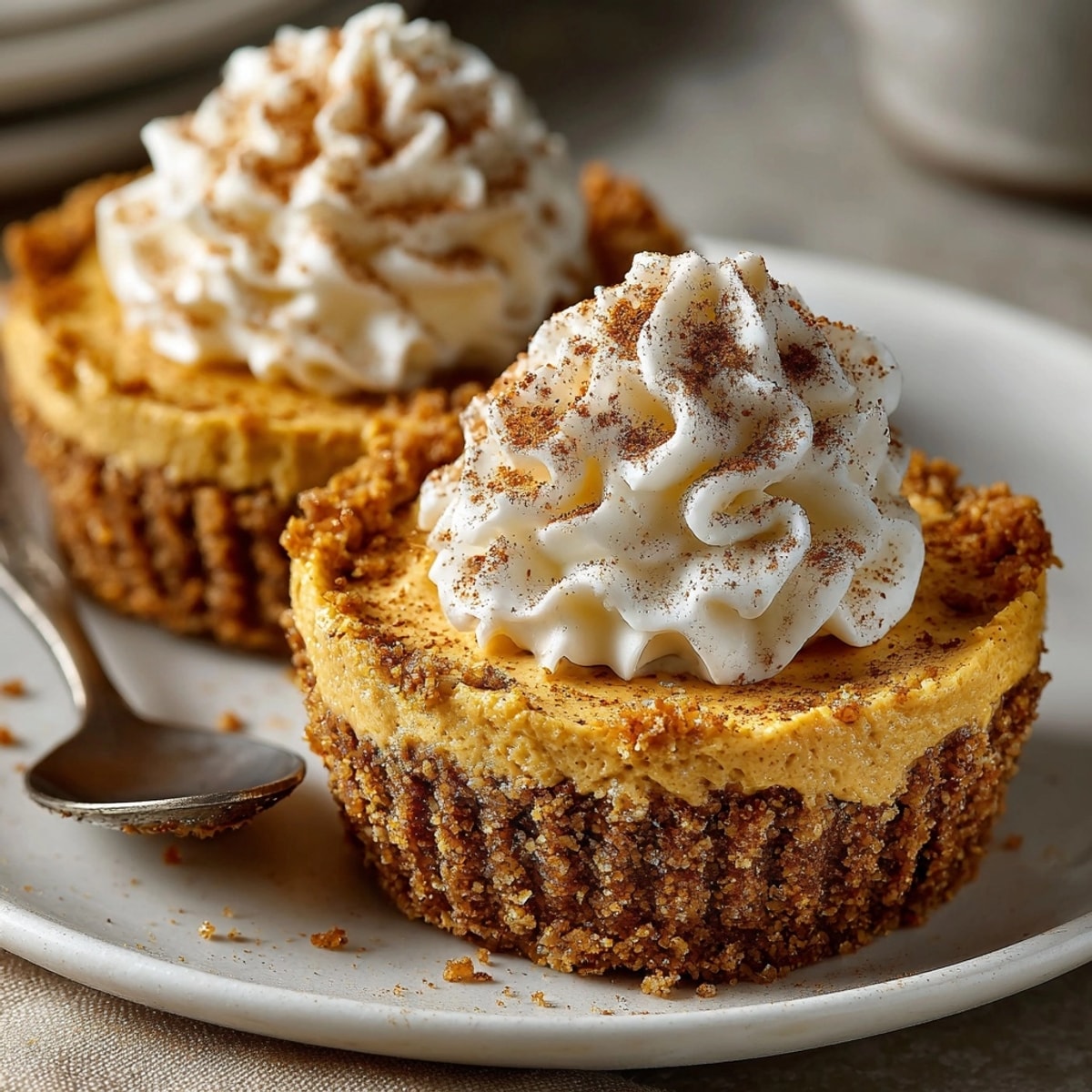 Easy, no-bake dessert: a batch of Mini Cheese &amp; Cracker Pumpkin Pies, chilled and ready.