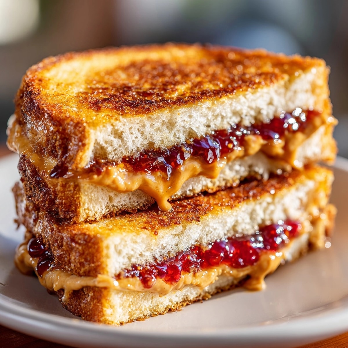 Golden brown Air-Fried PB&J with gooey filling, a quick snack ready to enjoy.