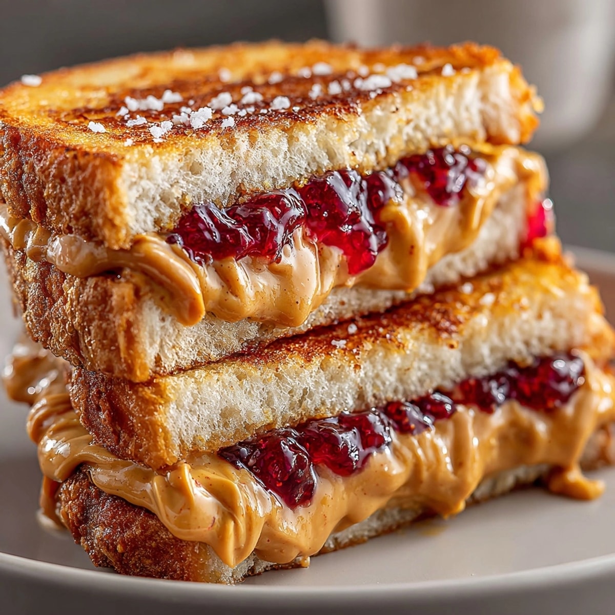 Hot and crispy Air-Fried PB&J: imagine the warm peanut butter, sweet jelly melting.
