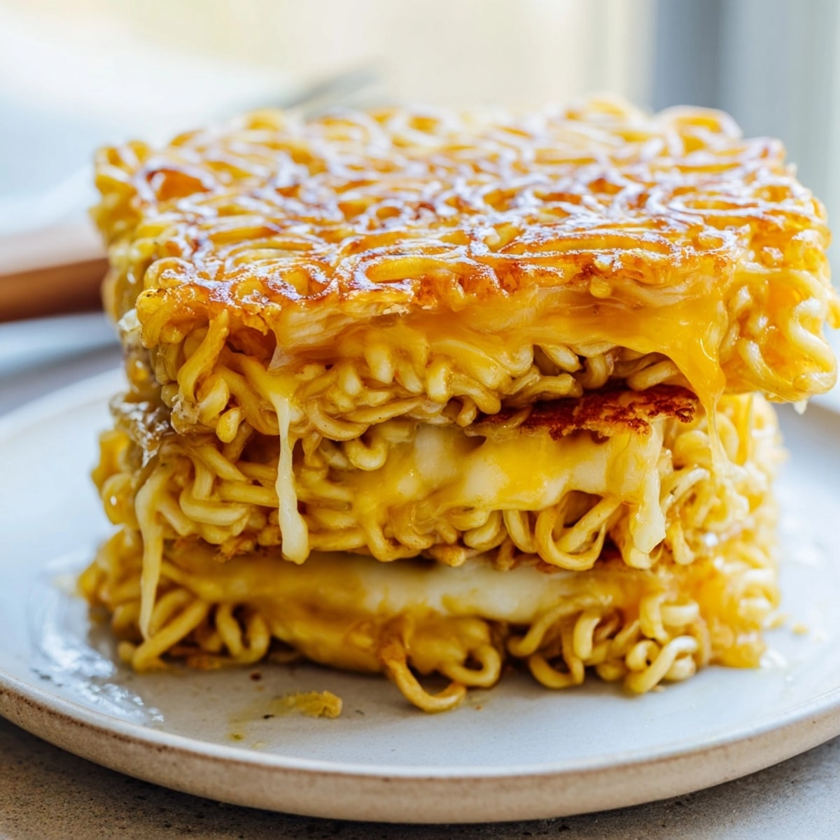 Homemade Ramen Grilled Cheese Sandwich, perfect snack: savory, cheesy, and crunchy deliciousness.