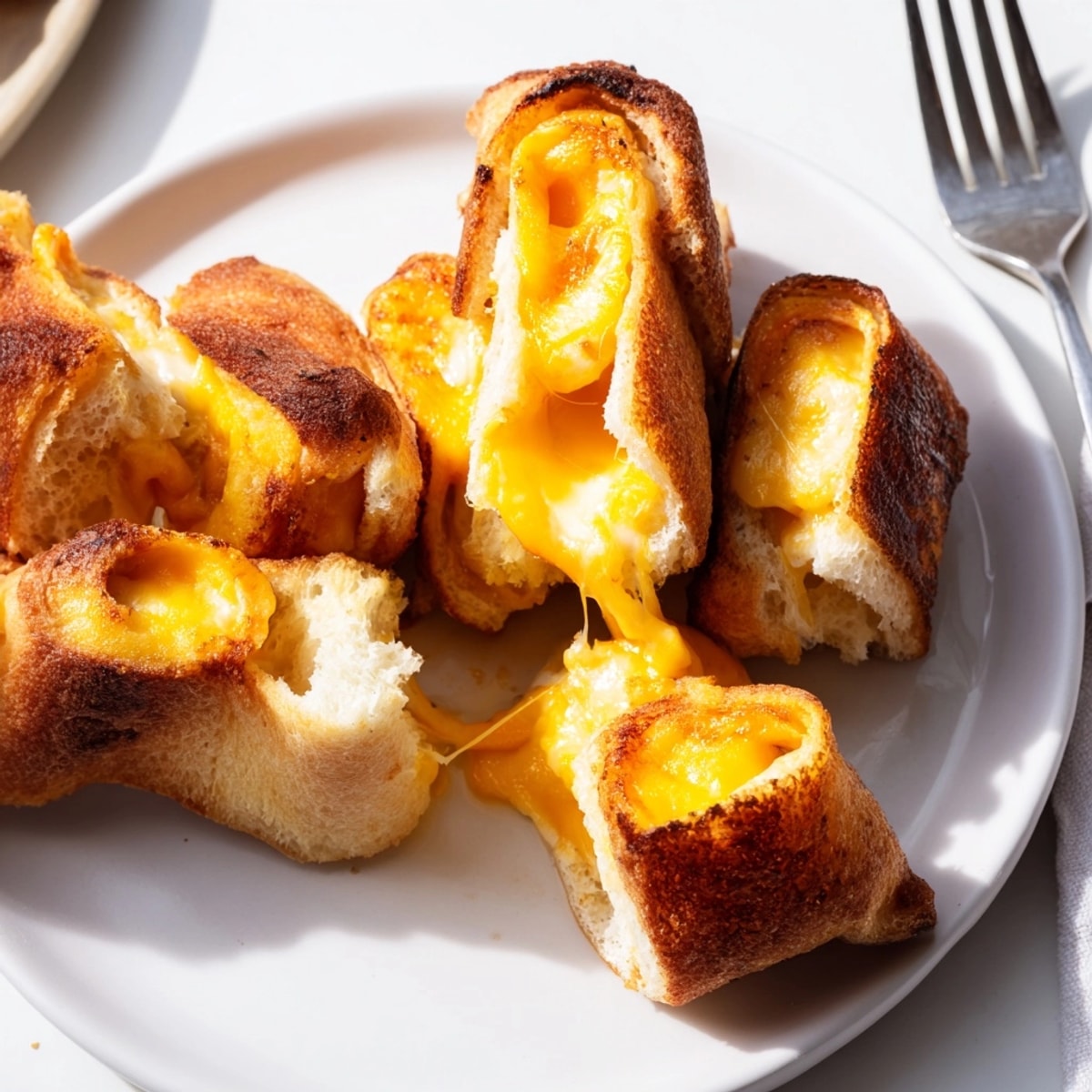 Buttery TikTok Grilled Cheese Roll-Ups, a quick and easy lunch for kids and adults.