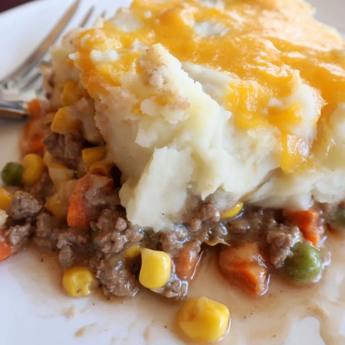 Warm, comforting Lazy Shepherd's Pie with creamy potato topping &amp;ndash; a simple weeknight meal.