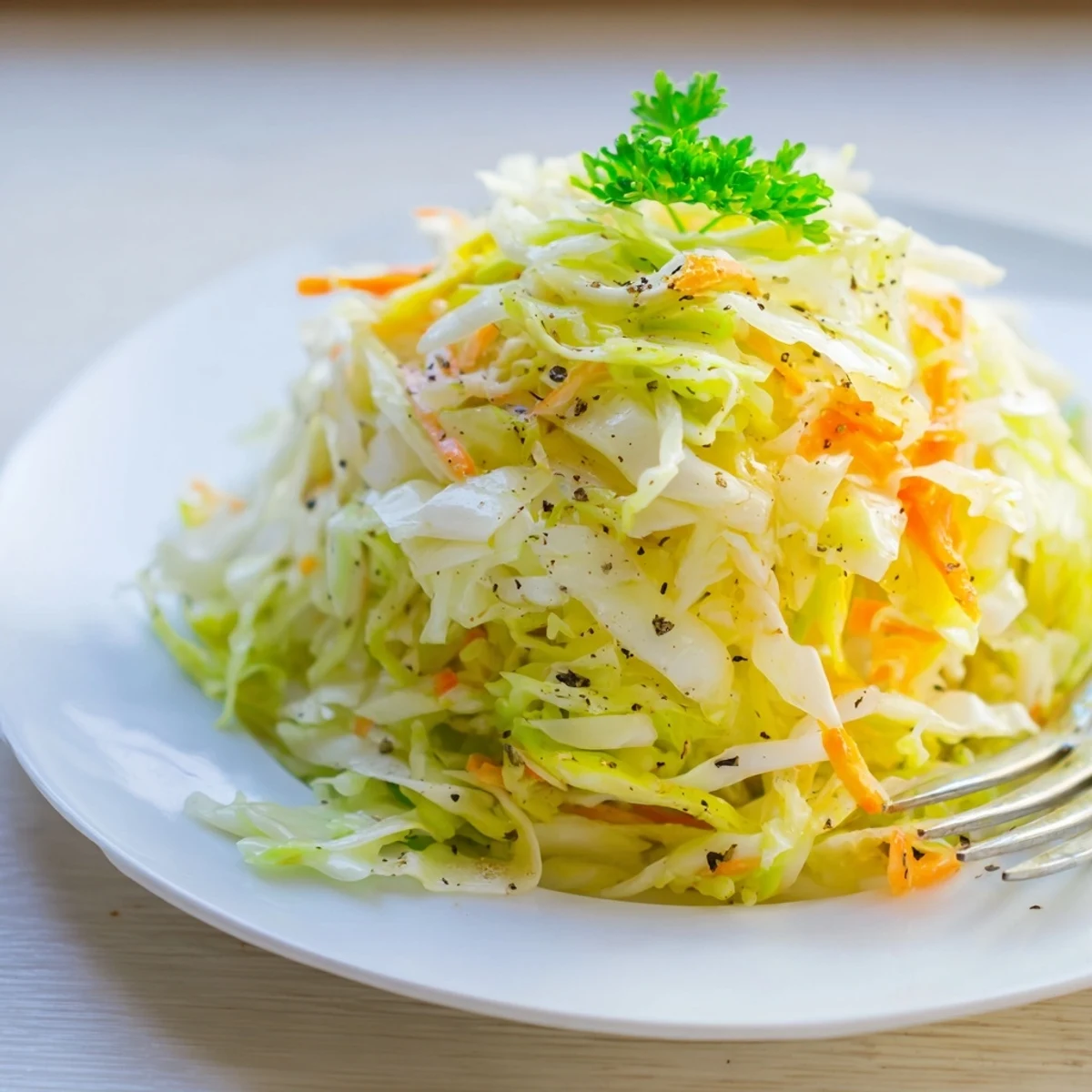 Delicious Classic German Cabbage Salad drizzled with a simple homemade vinaigrette.