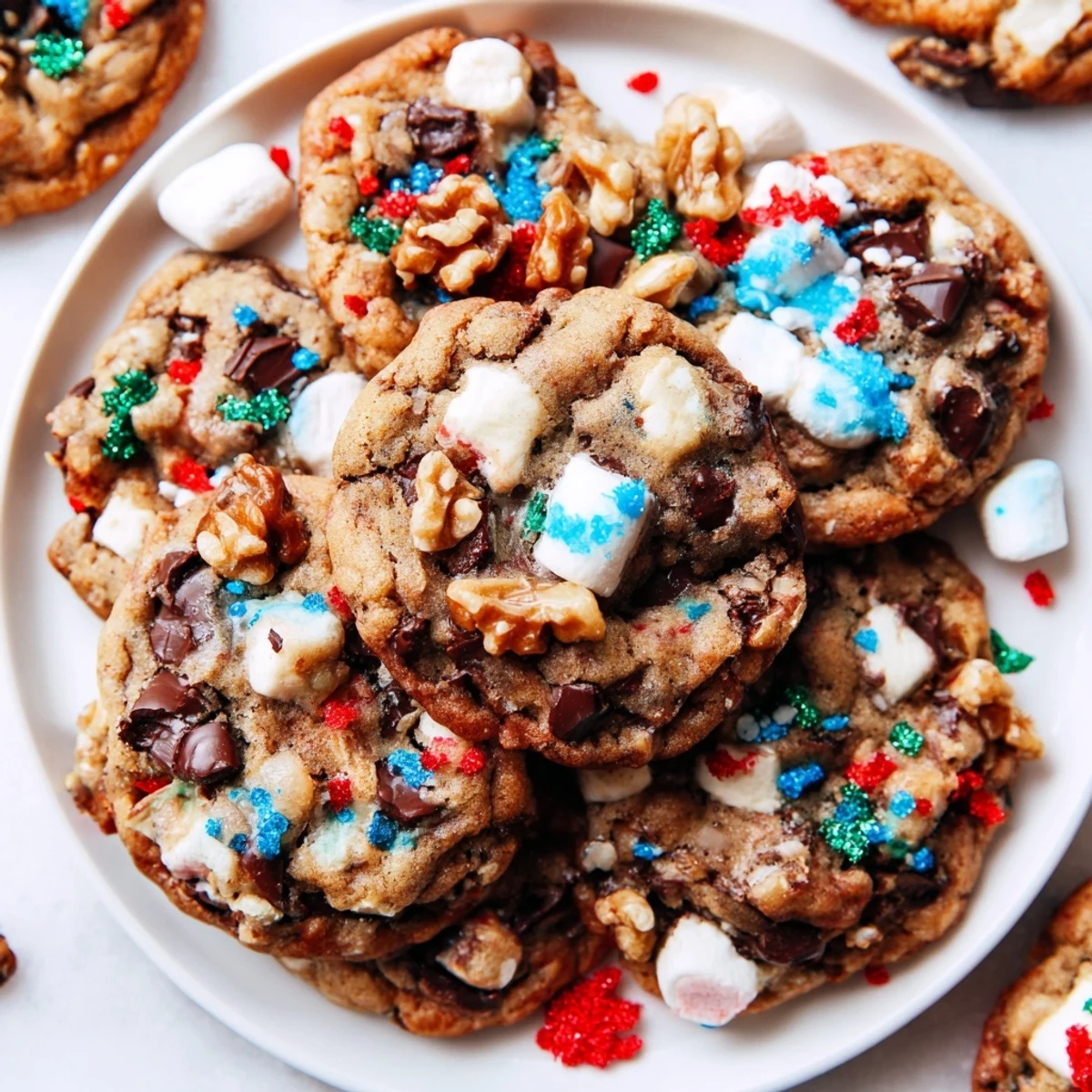 Chewy Loaded Rocky Road Hanukkah Christmas Cookies with chocolate, marshmallows, and nuts.  