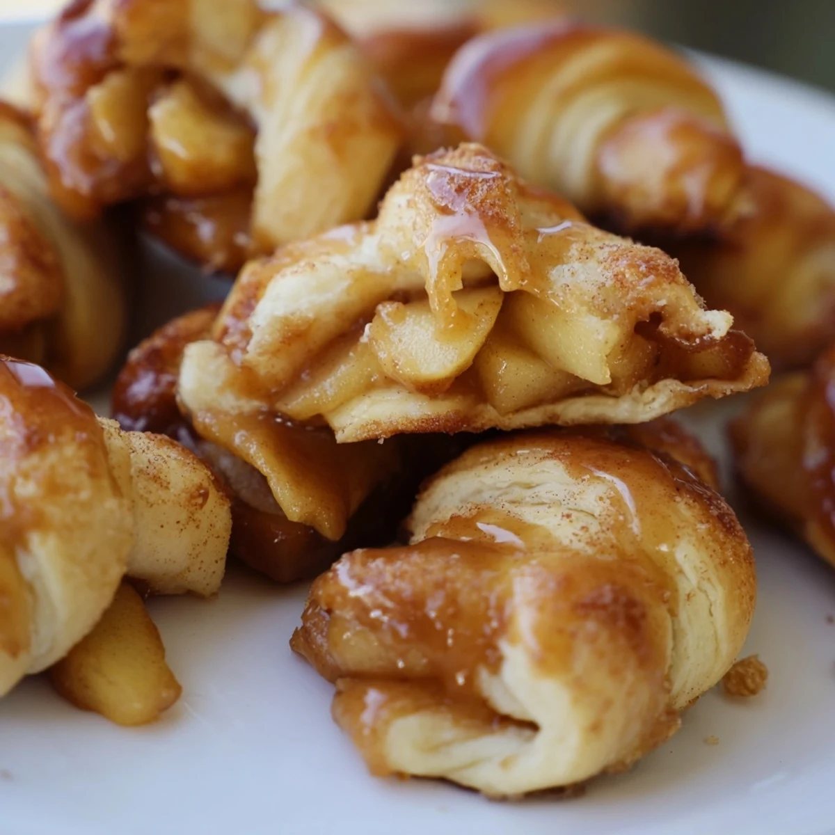 Delicious crescent rolls stuffed with sweet caramel and tart apple slices 