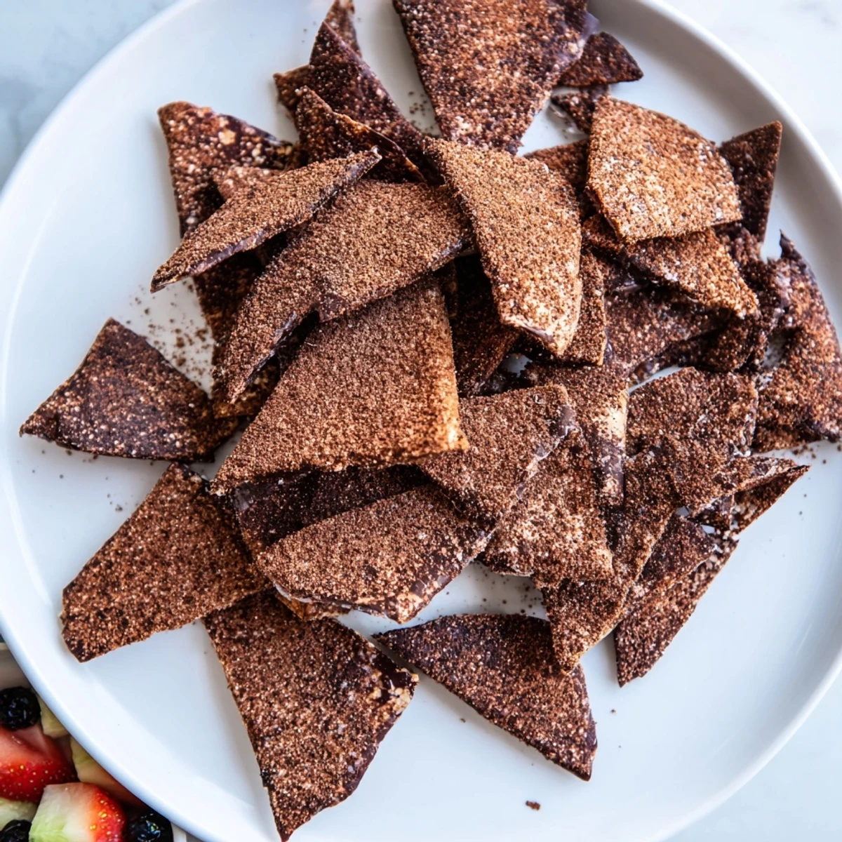 Homemade chocolate chips and colorful fruit salsa create a fun dessert experience.