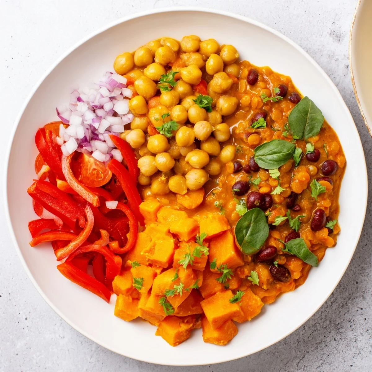Aromatic Indian chickpea curry simmering with spices and fresh cilantro garnish for presentation.  