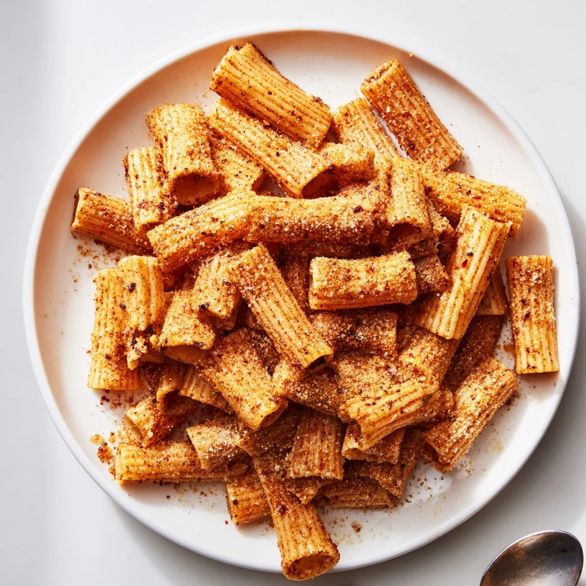 Crispy pasta chips seasoned variety, perfect for dipping and snacking enjoyment.  