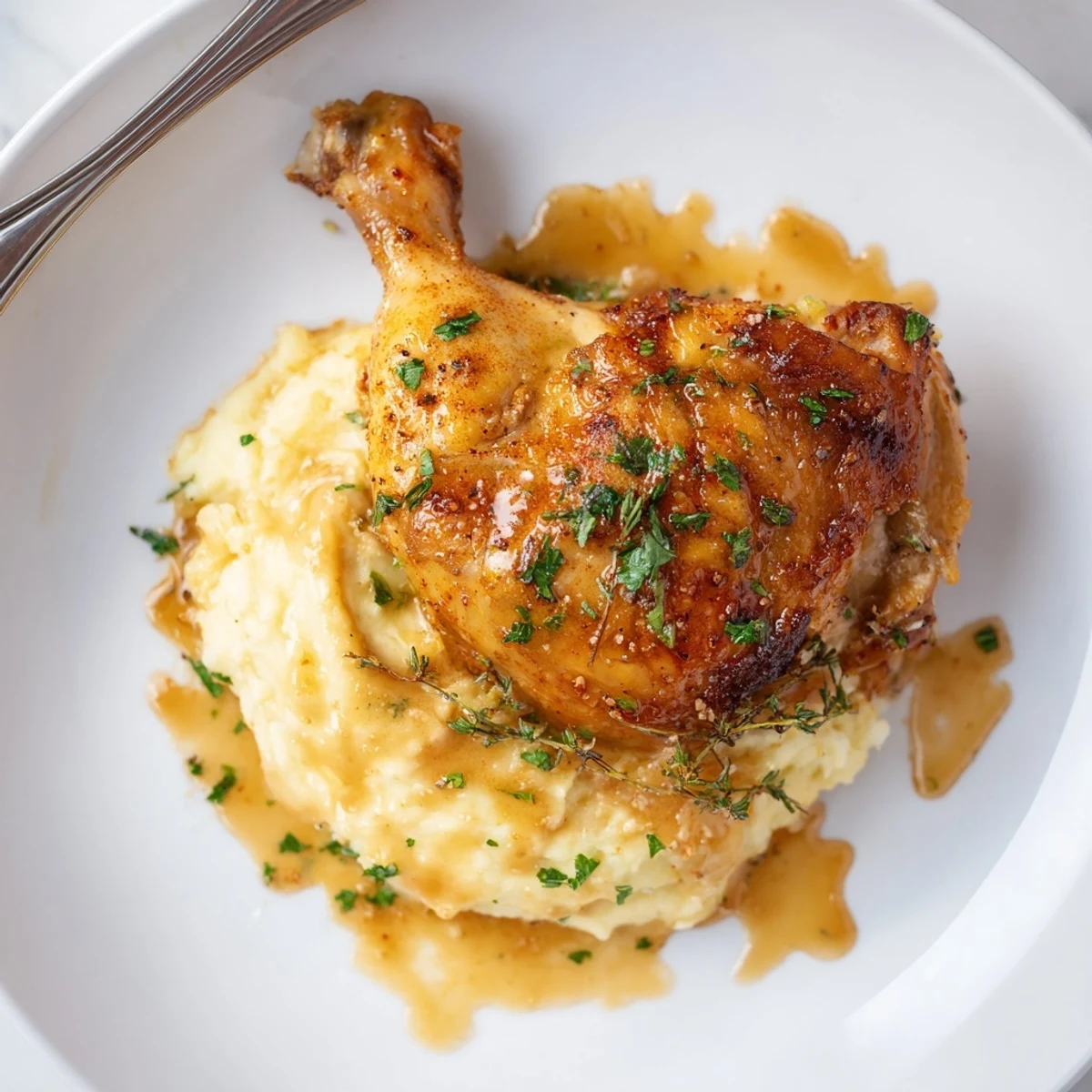 Savor moist roasted chicken paired with flavorful mustard-infused mash, perfect for gatherings.  