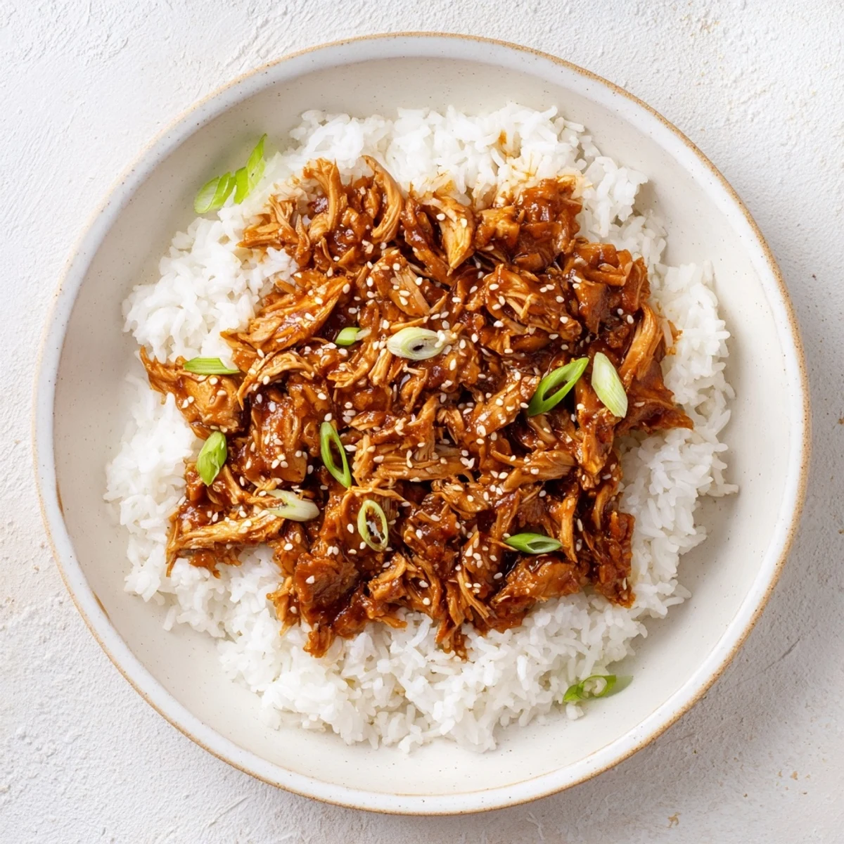 Flavorful Easy Slow Cooker Teriyaki Chicken atop rice, perfect for a hearty and satisfying weeknight meal.