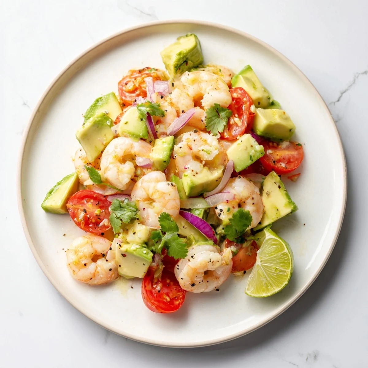 Chilled Avocado Lime Shrimp Salad bursting with fresh flavors, perfect for a light summer meal.