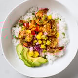 These tasty Cilantro Lime Shrimp & Mango Salsa Bowls are loaded with fresh ingredients and flavorful shrimp.